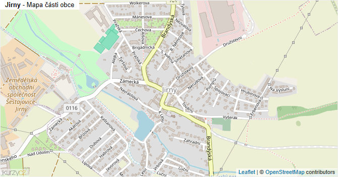 Jirny - mapa části obce