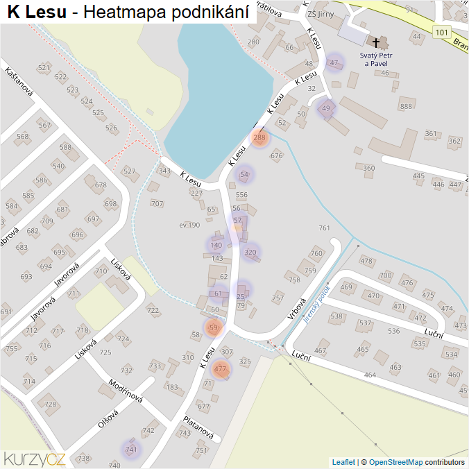 Mapa K Lesu - Firmy v ulici.