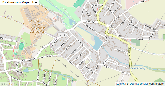 Kaštanová - mapa ulice
