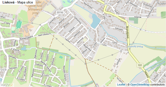 Lísková - mapa ulice