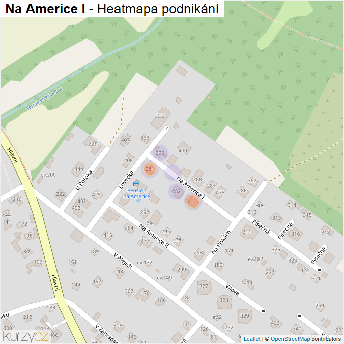 Mapa Na Americe I - Firmy v ulici.