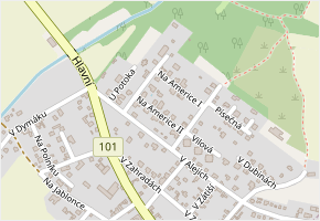 Na Americe II v obci Jirny - mapa ulice