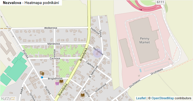 Nezvalova - mapa podnikání
