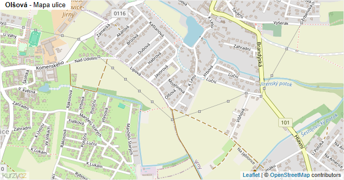 Olšová - mapa ulice