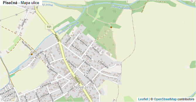 Písečná - mapa ulice