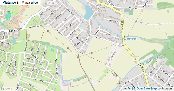 Platanová - mapa ulice