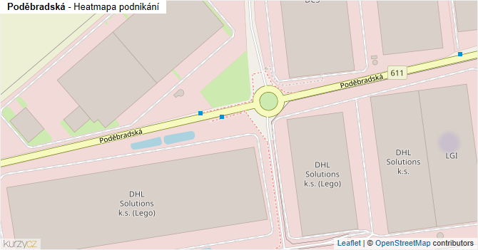 Poděbradská - mapa podnikání