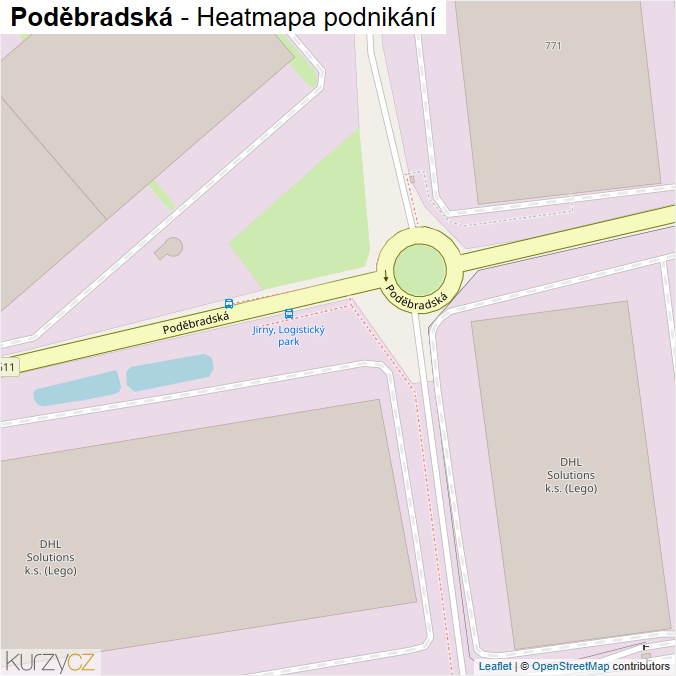 Mapa Poděbradská - Firmy v ulici.