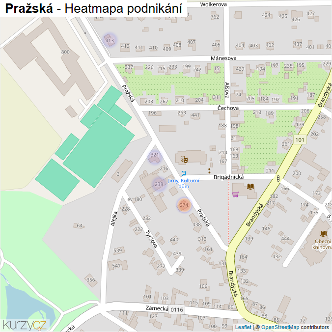 Mapa Pražská - Firmy v ulici.