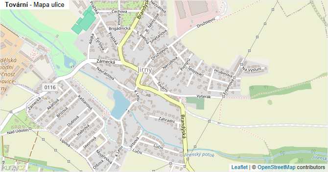 Tovární - mapa ulice