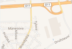 Tylova v obci Jirny - mapa ulice