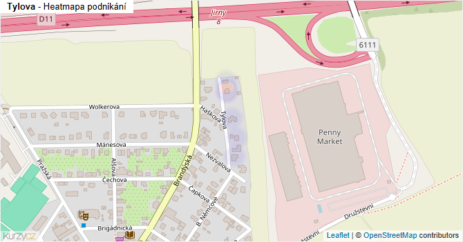 Tylova - mapa podnikání