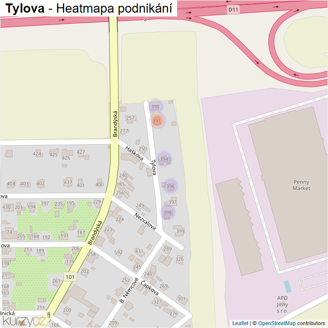 Mapa Tylova - Firmy v ulici.