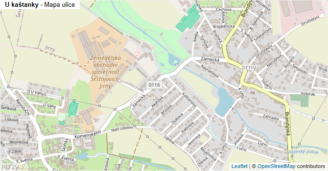 U kaštanky - mapa ulice