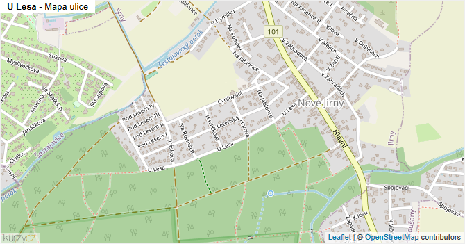 U Lesa - mapa ulice