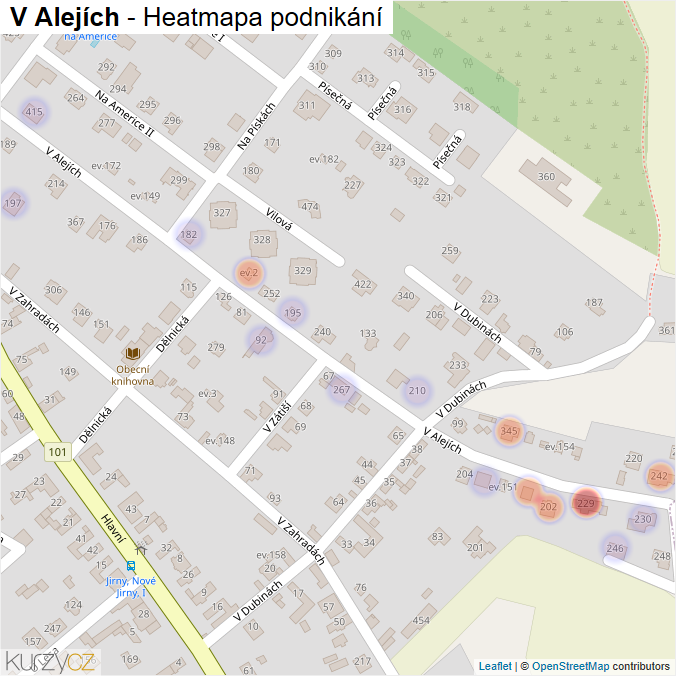 Mapa V Alejích - Firmy v ulici.