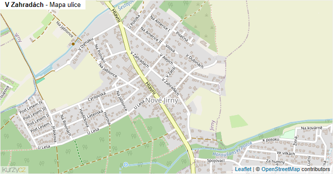 V Zahradách - mapa ulice