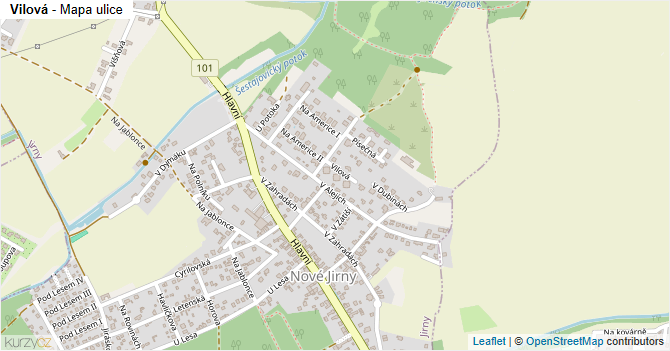 Vilová - mapa ulice