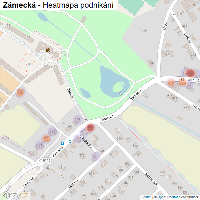 Mapa Zámecká - Firmy v ulici.