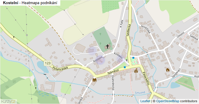 Kostelní - mapa podnikání
