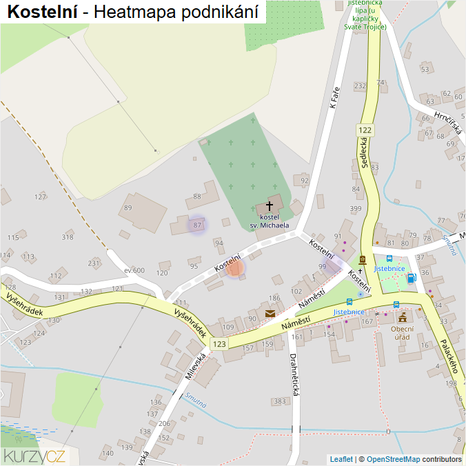 Mapa Kostelní - Firmy v ulici.