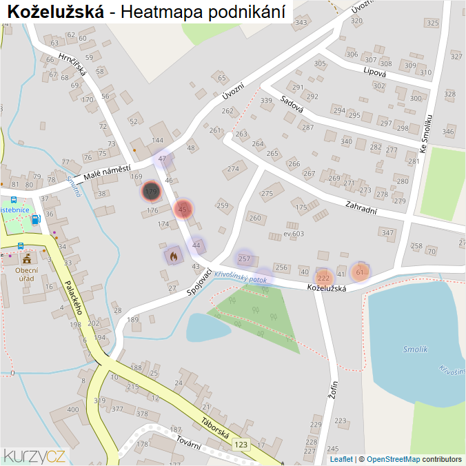 Mapa Koželužská - Firmy v ulici.