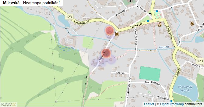 Milevská - mapa podnikání