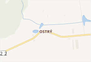 Ostrý v obci Jistebnice - mapa části obce