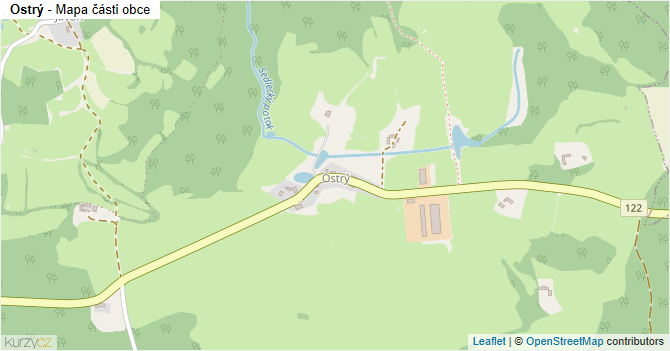 Ostrý - mapa části obce