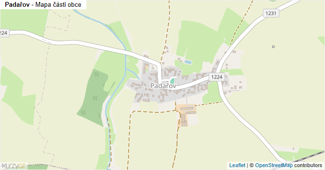 Padařov - mapa části obce