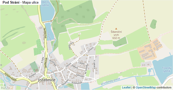 Pod Strání - mapa ulice
