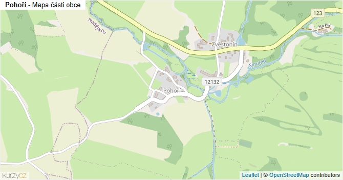 Pohoří - mapa části obce