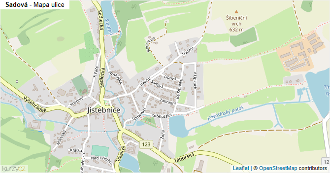 Sadová - mapa ulice