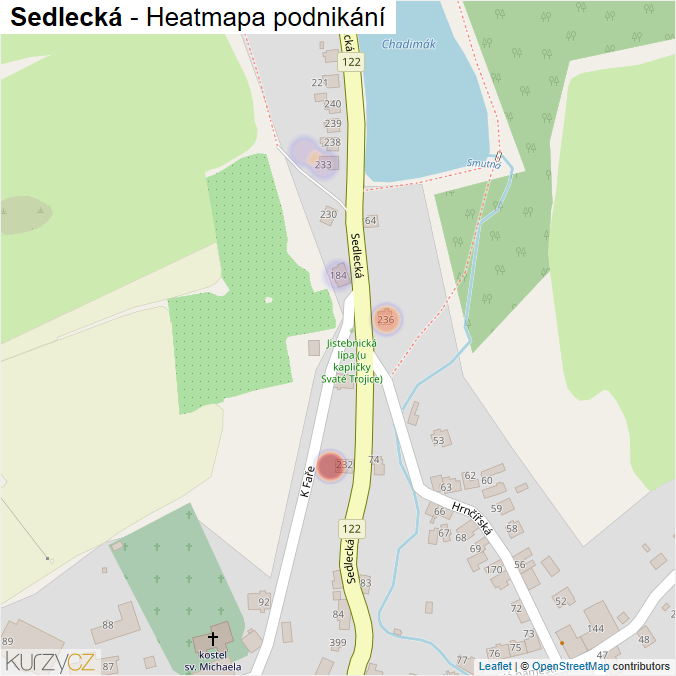 Mapa Sedlecká - Firmy v ulici.