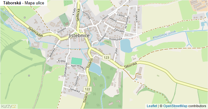 Táborská - mapa ulice