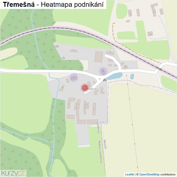 Mapa Třemešná - Firmy v části obce.