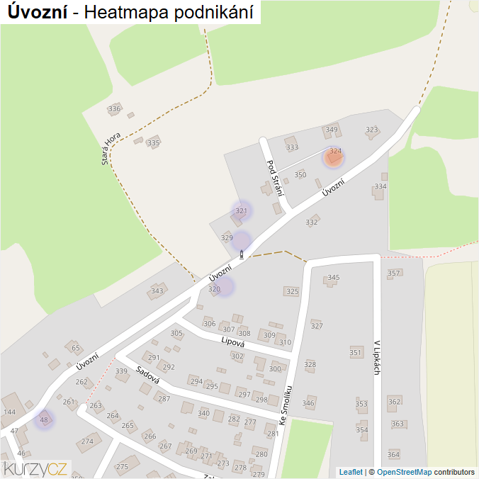 Mapa Úvozní - Firmy v ulici.