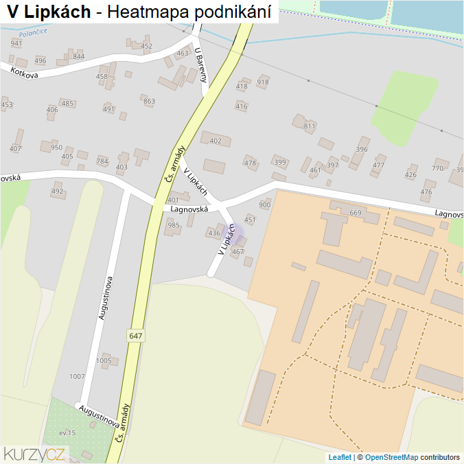 Mapa V Lipkách - Firmy v ulici.