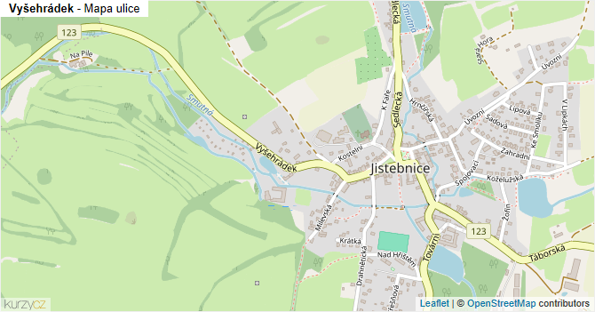 Vyšehrádek - mapa ulice