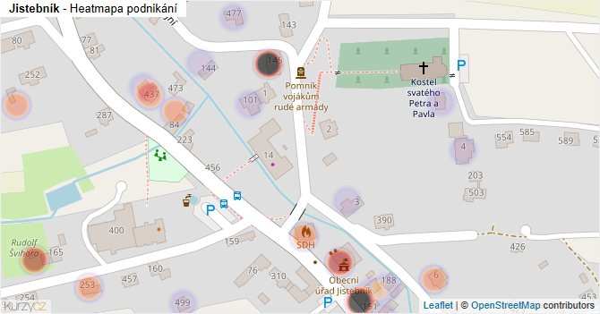 Jistebník - mapa podnikání