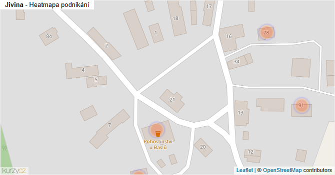 Jivina - mapa podnikání
