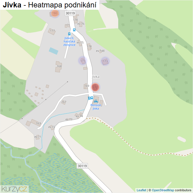 Mapa Jívka - Firmy v části obce.
