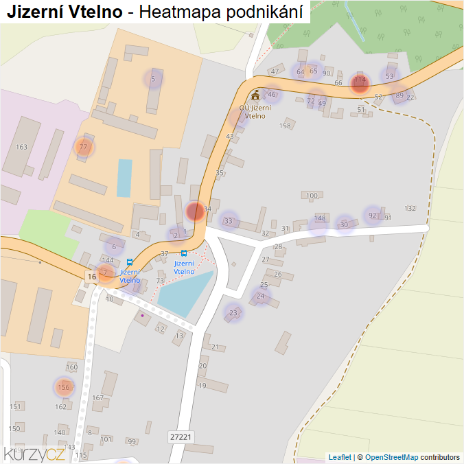 Mapa Jizerní Vtelno - Firmy v části obce.