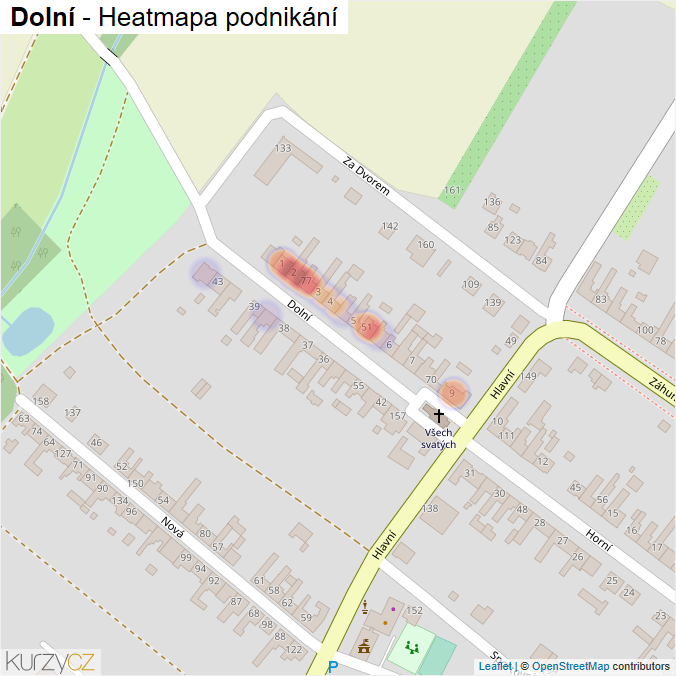 Mapa Dolní - Firmy v ulici.