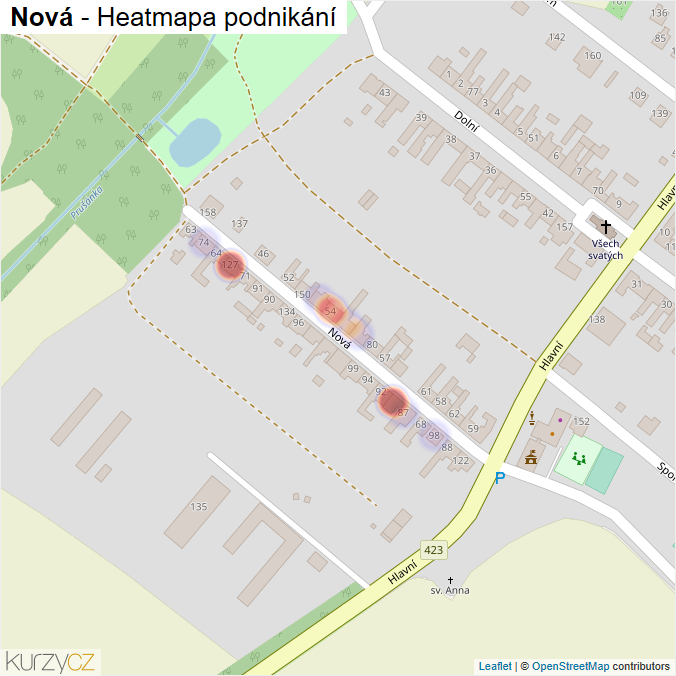Mapa Nová - Firmy v ulici.