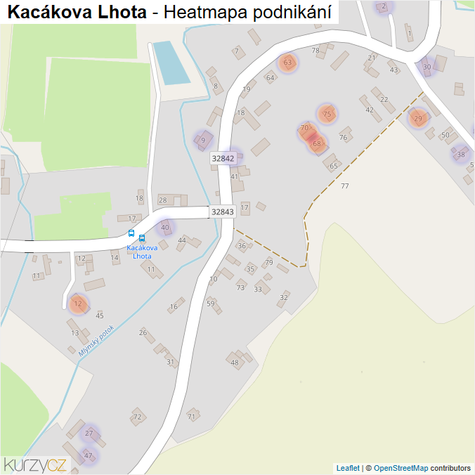Mapa Kacákova Lhota - Firmy v části obce.