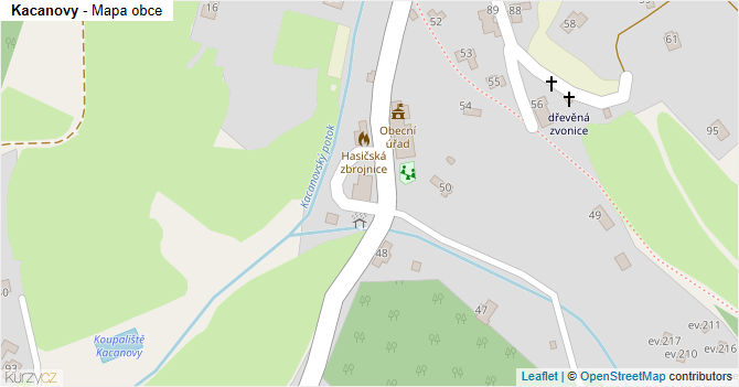 Kacanovy - mapa obce