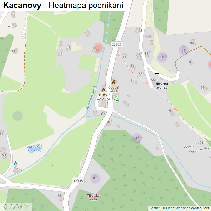 Mapa Kacanovy - Firmy v části obce.