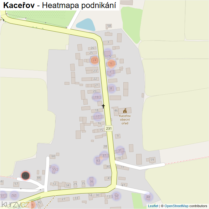 Mapa Kaceřov - Firmy v části obce.