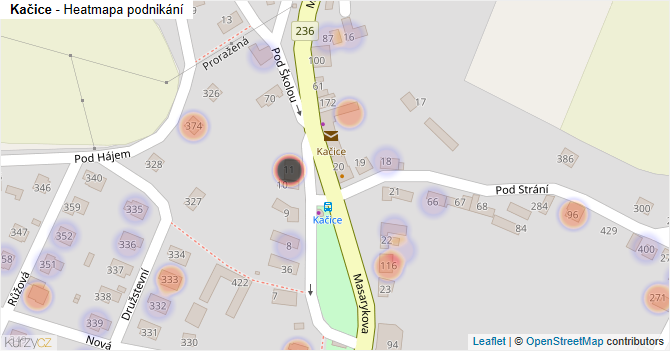 Kačice - mapa podnikání